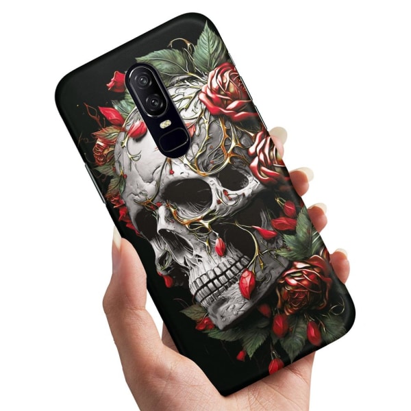 OnePlus 6 - Cover/Mobilcover Skull Roses