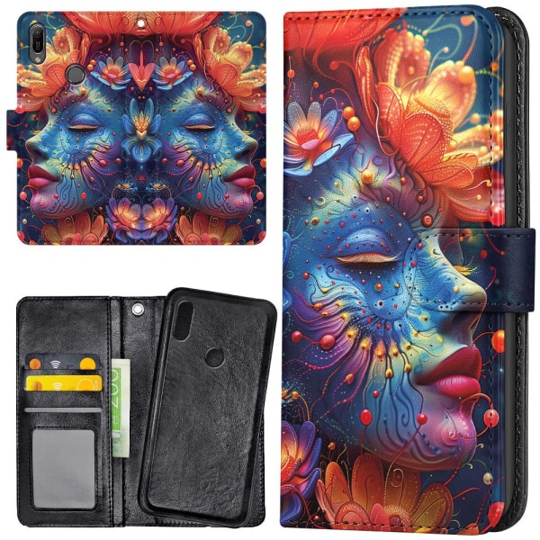 Huawei Y6 (2019) - Lompakkokotelo/Kuoret Psychedelic