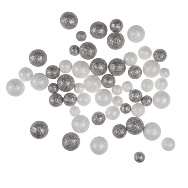 Skumkuler / julepynt Baller - Glitter Silver