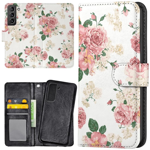 Samsung Galaxy S22 - Plånboksfodral/Skal Retro Blommor multifärg