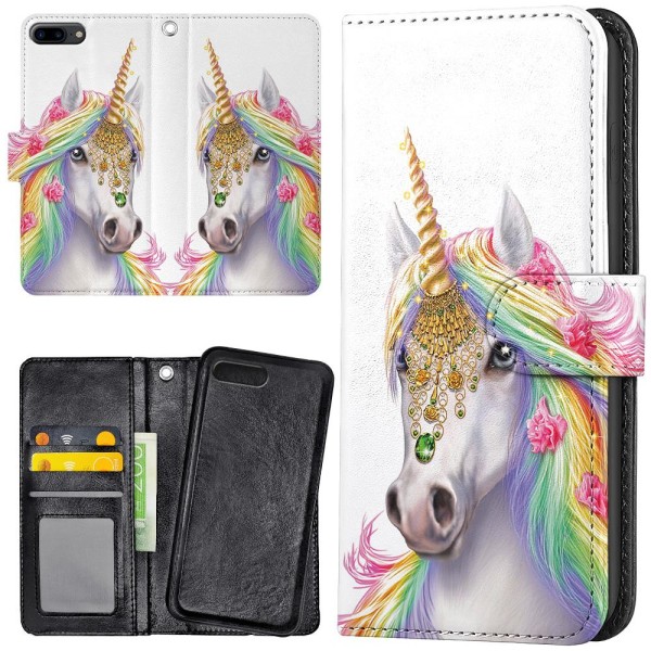 iPhone 7/8 Plus - Plånboksfodral/Skal Unicorn/Enhörning