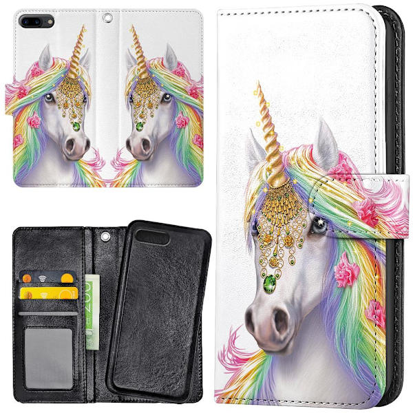 iPhone 7/8 Plus - Plånboksfodral/Skal Unicorn/Enhörning