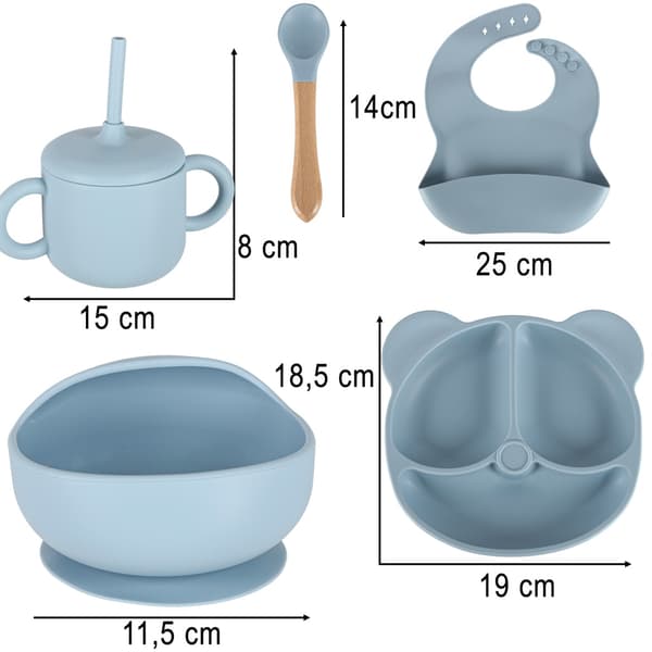 Barnservis Silikon - 7-delar Mint