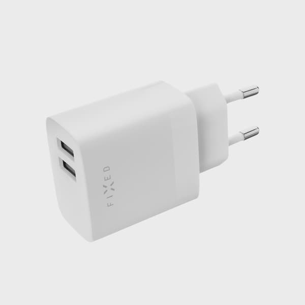 FIXED Hemladdare 2xUSB-A 17W Vit
