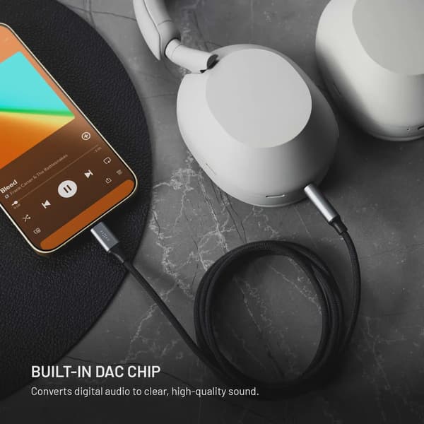 FIXED Link Premium Lightning till 3.5mm hane kabel 1.5m Rymdgrå