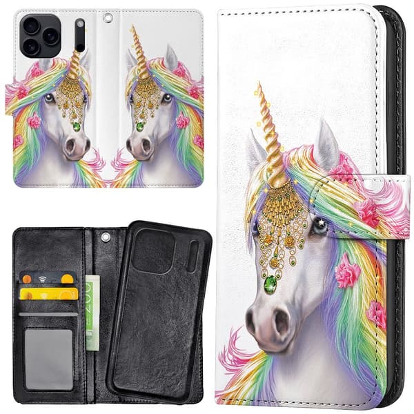 iPhone 17 Pro / 18 Pro - Lommebok Deksel Unicorn/Enhjørning