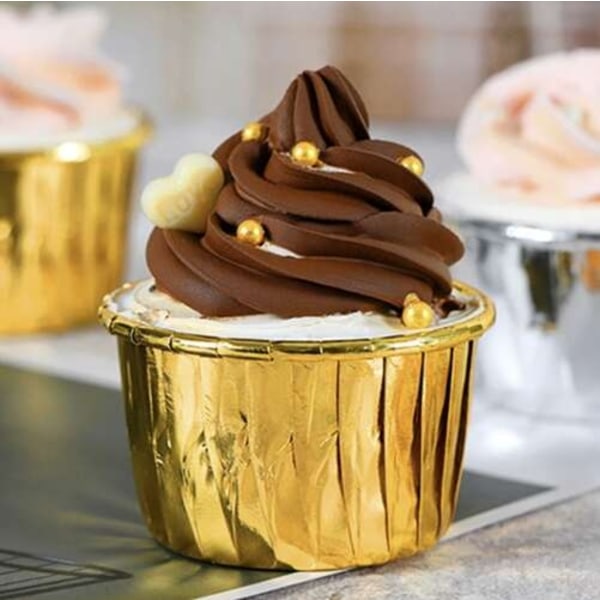 50-Pack - Muffinsformar / Cupcakeformar - 6 cm Gold