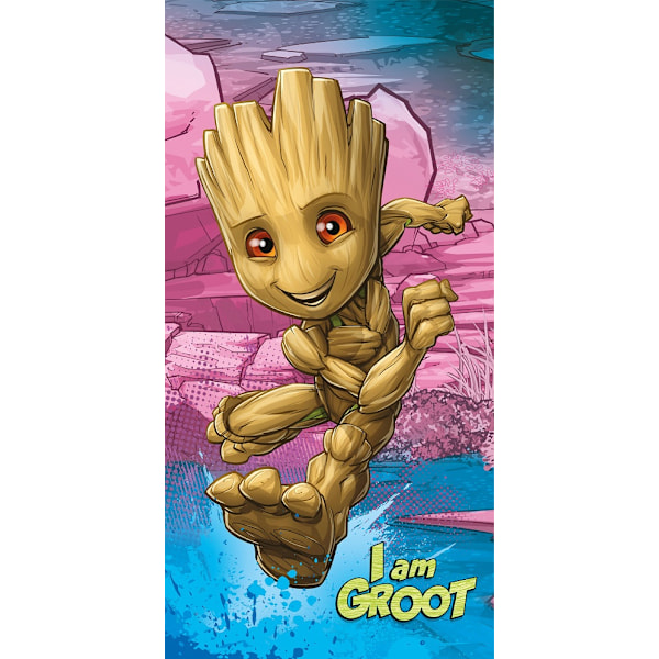 Badhandduk "I am Groot" från Guardians of the Galaxy, strandhandduk 70x140 cm
