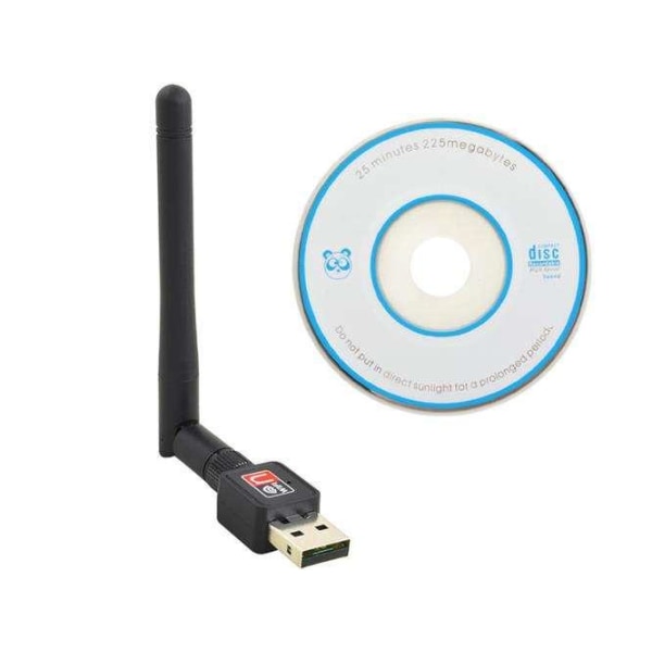 Trådløst USB-nettverkskort - WiFi-adapter med antenne (300 Mbps) Black