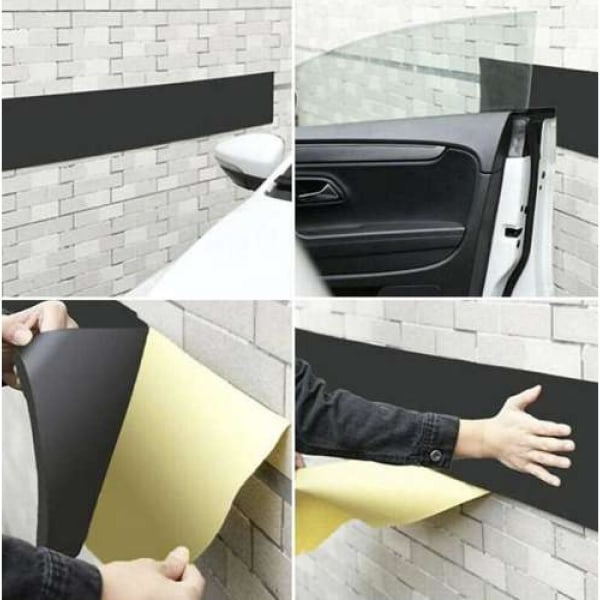 2 m itsekiinnittyvä seinäsuoja - Suojaa auton ovea ja seinää Black