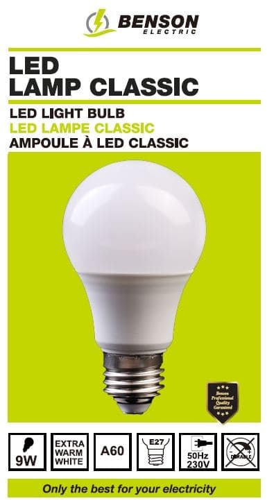 LED-glödlampa A60 9 W E27