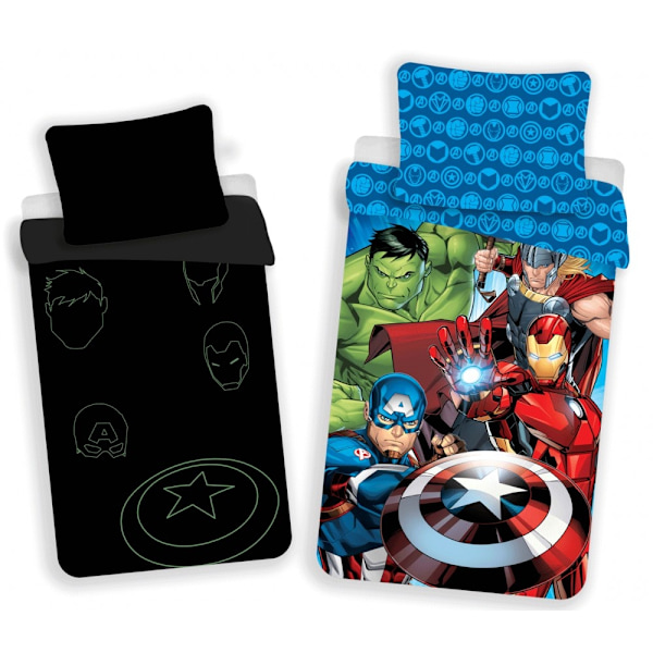 Avengers Assemble Glow in the Dark Sängkläder Set 140×200 cm, 70×90 cm