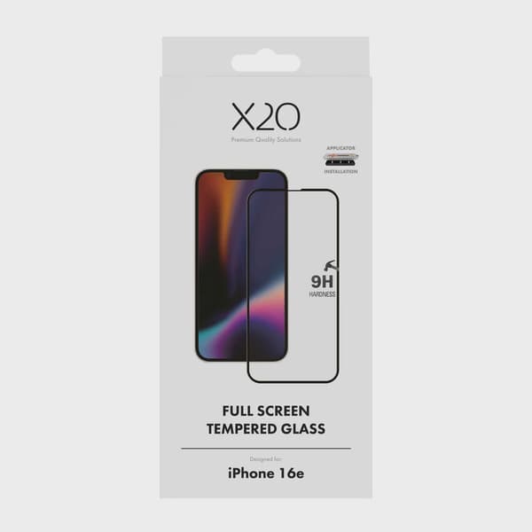 X2O Premium Full Screen Skärmskyddsglas iPhone 17e/16e/15/14/13/13 Pro