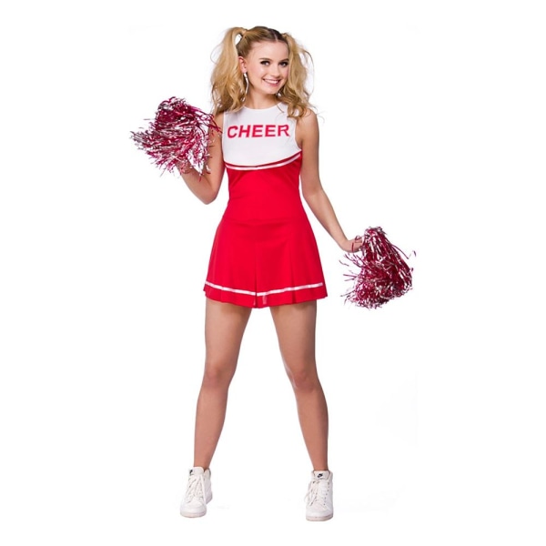 Cheerleader maskeradekostyme – rød/hvit (liten) S
