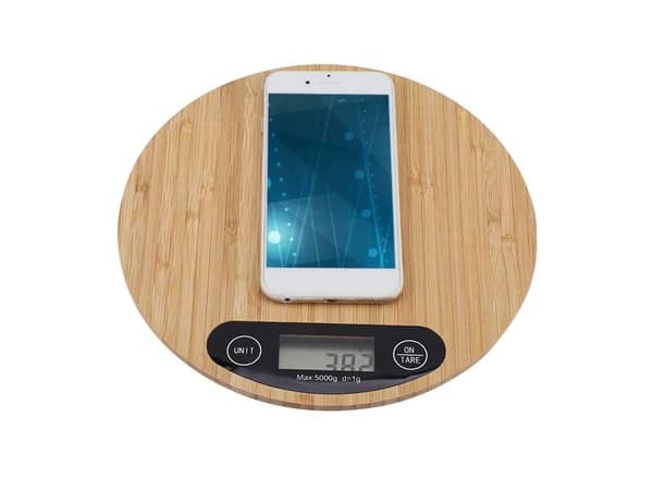 Köksvåg 5 kg - Elektronisk våg med bambu-yta