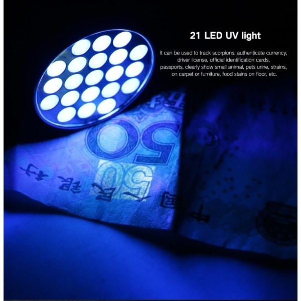 2-Pack - UV-lamppu / Blacklight taskulamppu - Setelitunnistin
