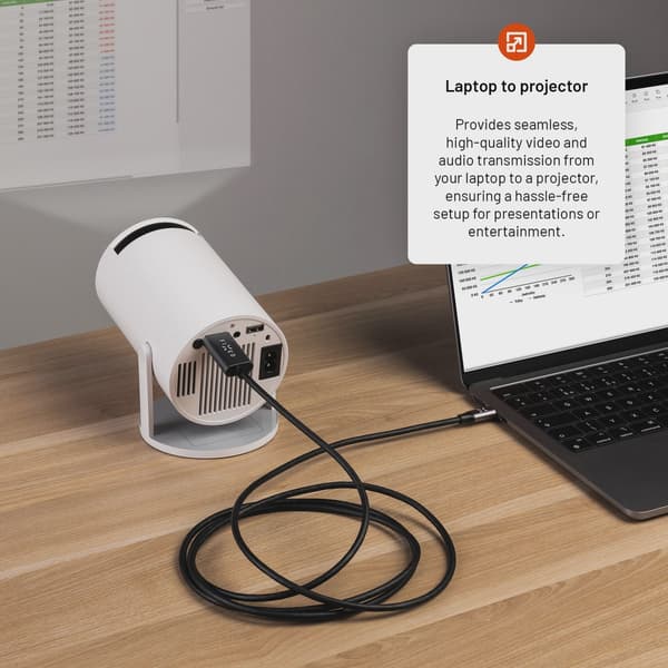 FIXED USB-C / HDMI 4K/60 Hz USB 3.1 Gen2 kabel 2m Svart