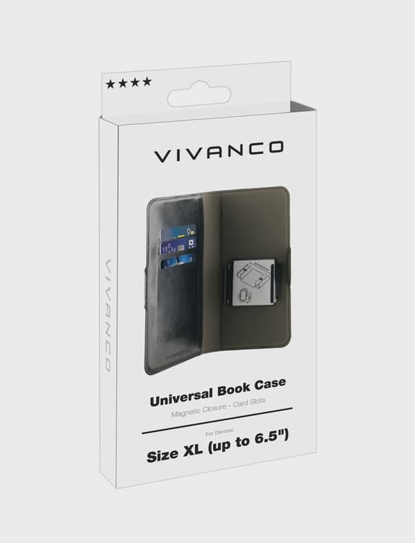 Vivanco Universal Plånboksfodral XL 3-kort Svart