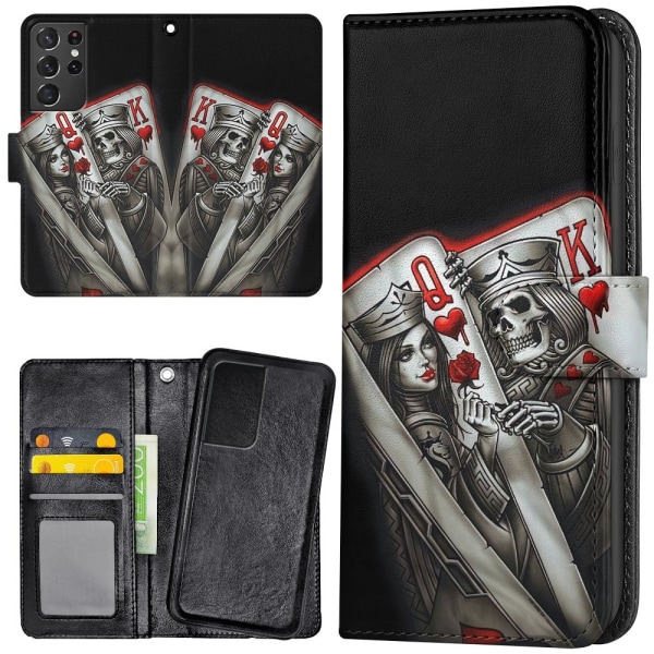 Samsung Galaxy S21 Ultra - Mobilcover/Etui Cover King Queen Kort