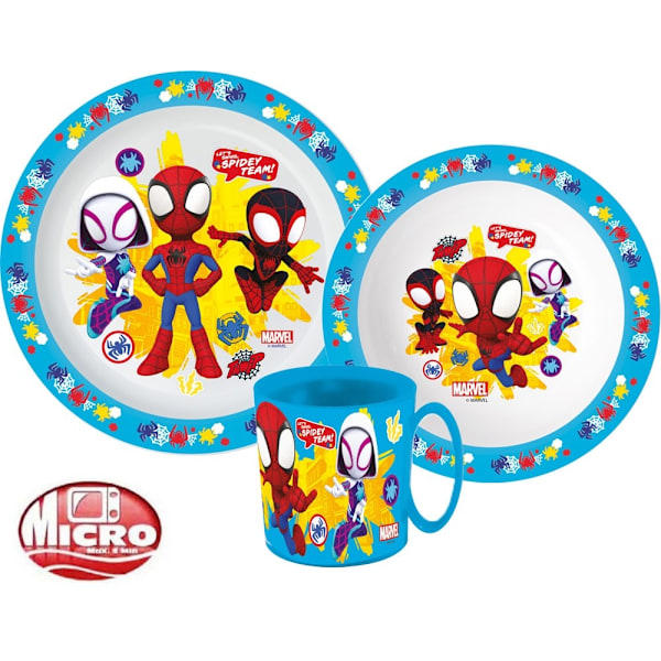 Spiderman middagset, mikrovågsäker plast med 350 ml mugg