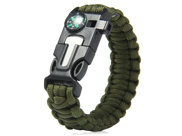 Paracord Överlevnadsarmband med Eldstartare m.m. Grön
