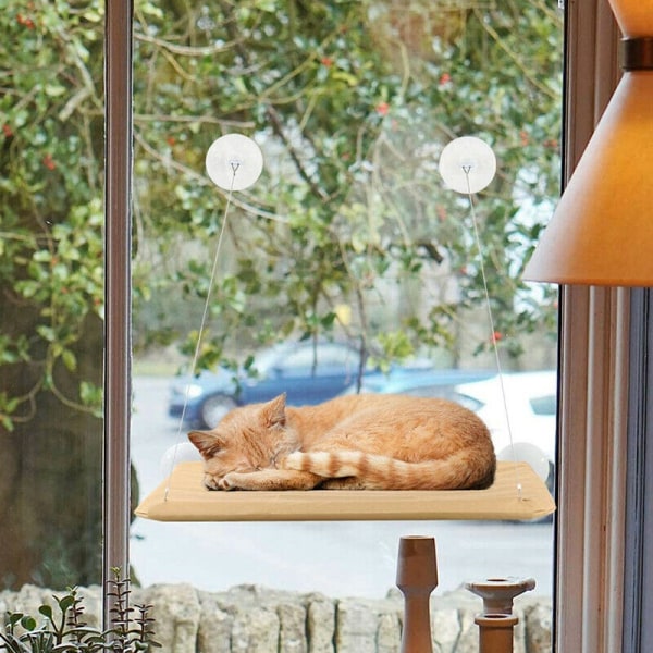Kattehammock med Sugekopper - Hammock for katter Beige