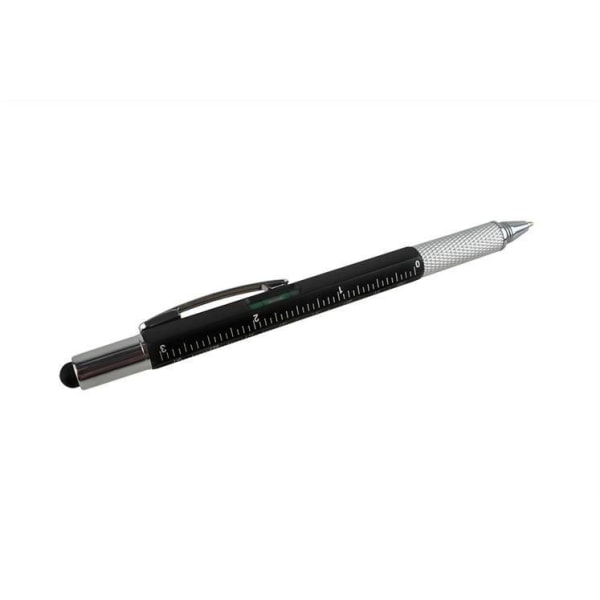 2-Pak 6-i-1 Touch Pen - Stylus med skruetrækker, vaterpas mv Black