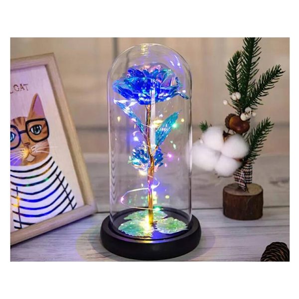 Evig ros i glas present led lysande blått glas för kvinnodagen