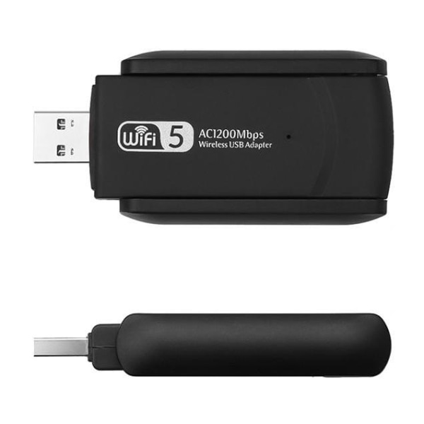 Langaton USB-verkkokortti AC1200 - WiFi-sovitin antenneilla Black