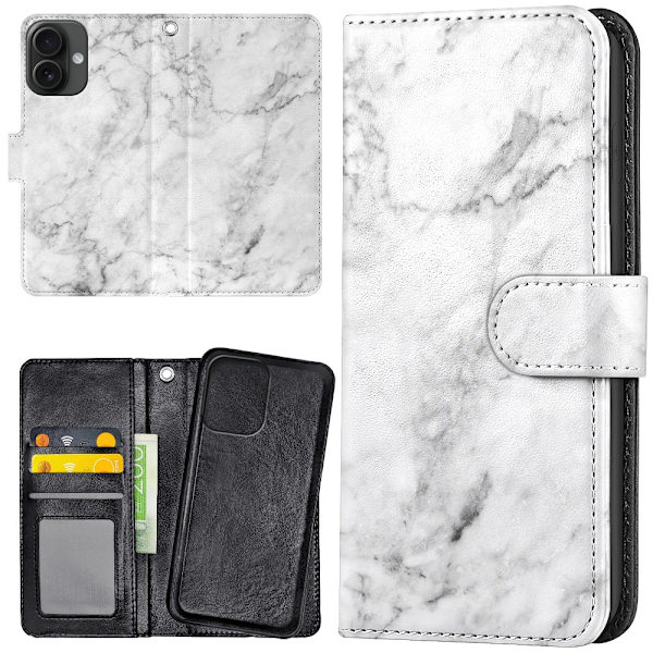 iPhone 16 Plus - Plånboksfodral/Skal Marmor