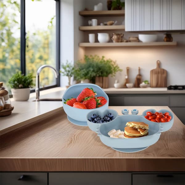 Barnservis Silikon - 9-delar Blue