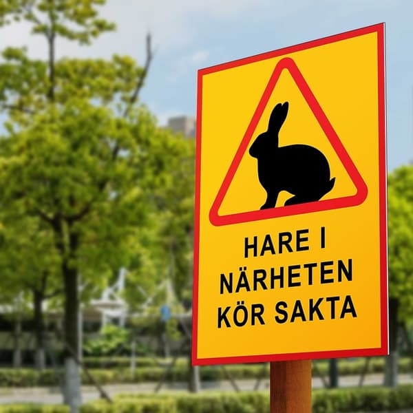 Varningsskylt "Hare I Närheten" - Skylt / Trafikskylt MultiColor A2 1-Pack