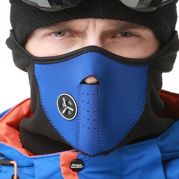 Ansiktsmaske med Ventil / Skimaske / MC-maske - Neopren Black one size
