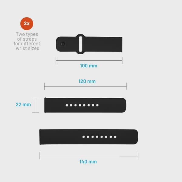 FIXED Silikonrem för Smartwatch Universal 22 mm Svart