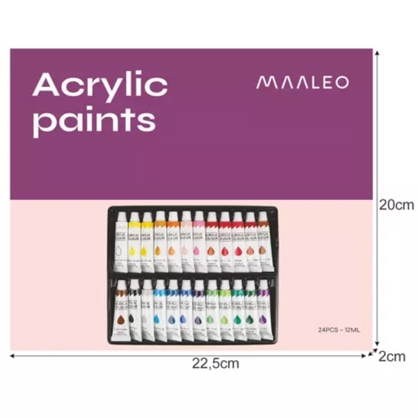Akrylmalingssett - 24x12ml - Kunstnermaling Multicolor