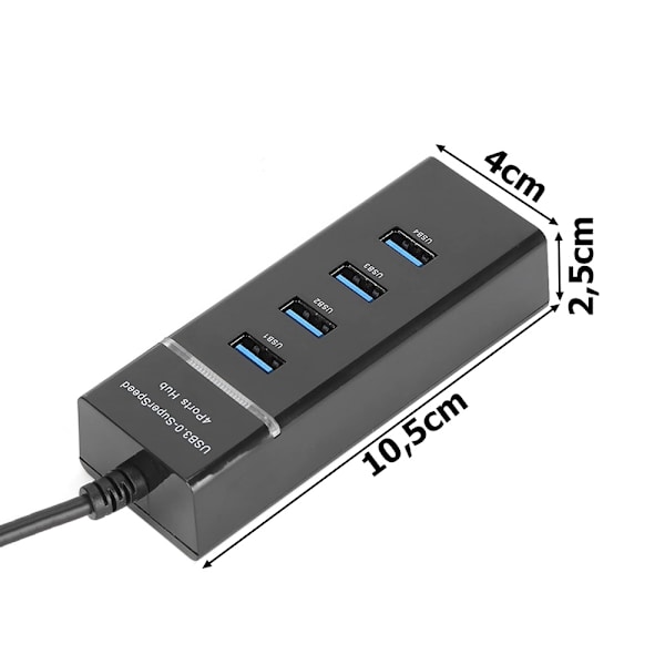 USB 3.0-Hubb - 4-Portar Svart