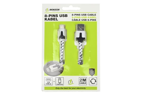 USB lightning kabel 2 m nylon