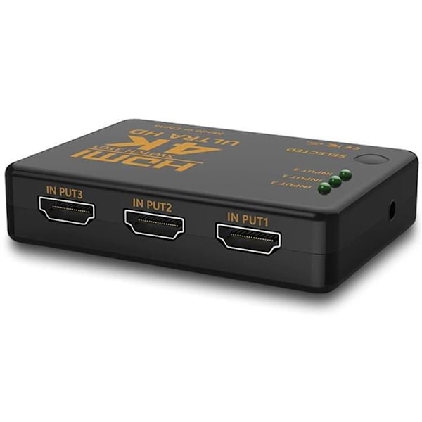 4K HDMI-switch 3x1 med Fjärrkontroll - 3-vägs Svart