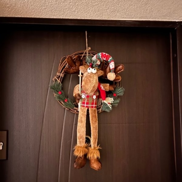 Julekrans på døren - rensdyr