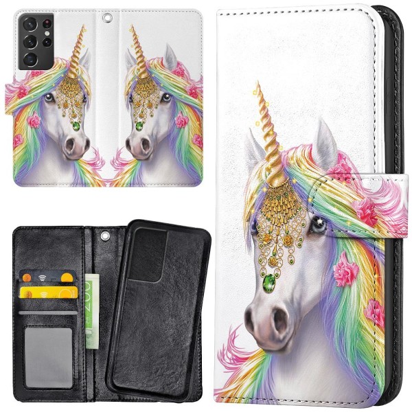 Samsung Galaxy S21 Ultra - Lompakkokotelo/Kuoret Unicorn/Yksisar