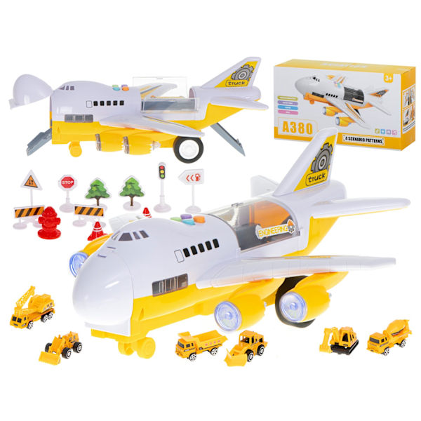 Transportflygplan + 6 bilar byggfordon sida/fram
