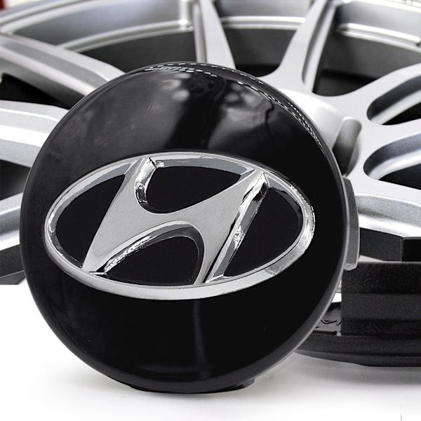 4-Pak - Hyundai Senterkopper - Bil 60mm - Svart