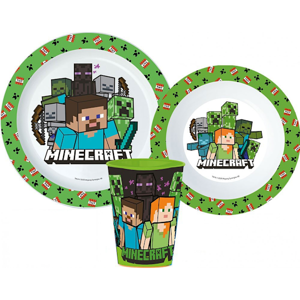 Minecraft middagsset, mikropolyset, mugg 260 ml