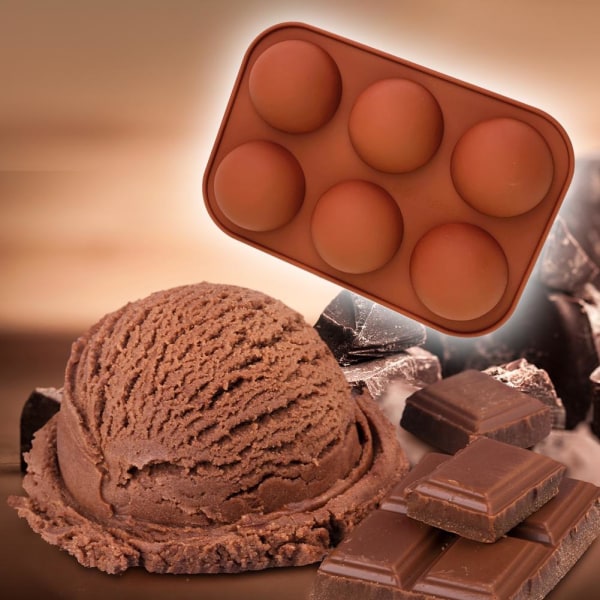 Silikonform / Isform / Sjokoladeform - Halvkule Brown 15 hål