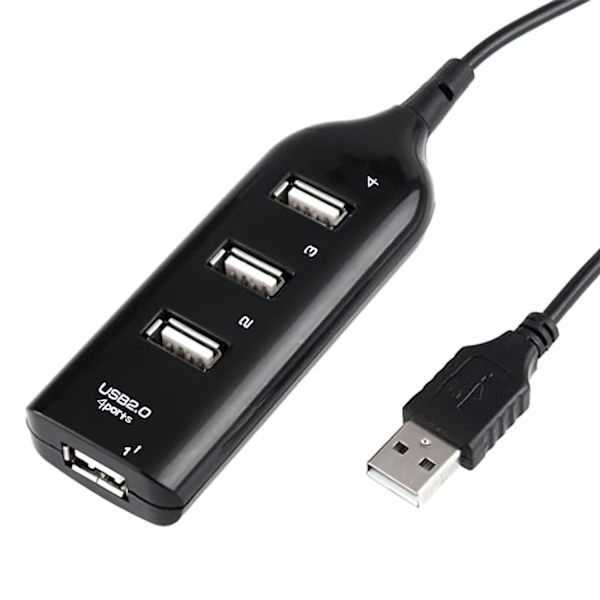 USB 2.0-Hub til 4 Porter Black