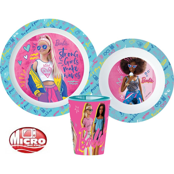 Barbie middagsset, mikrosäker plastuppsättning med 260 ml kopp