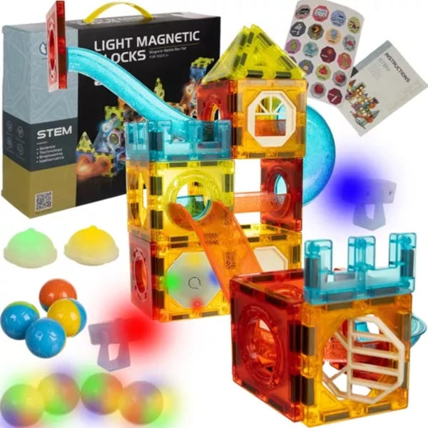 Magnetic Tiles - 75-dele Magnetiske Byggeklodser - Byggemagneter