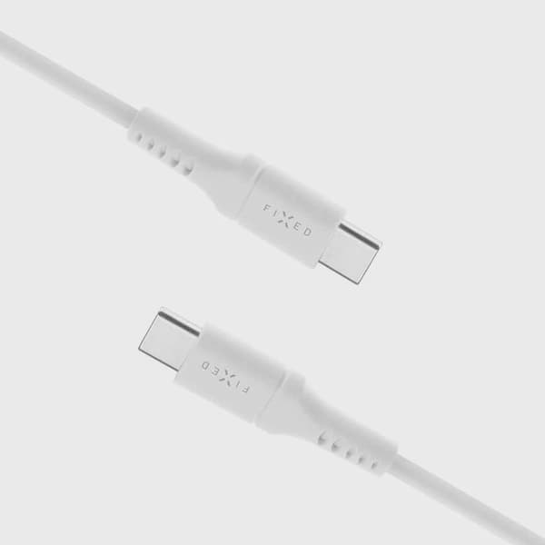 FIXED LIQUID silikonkabel 60W USB-C/C 1.2m Vit