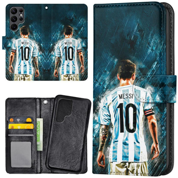 Samsung Galaxy S22 Ultra - Lommebok Deksel Messi Multicolor