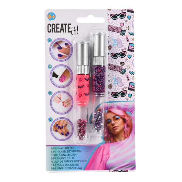 Nail Art Kynä - Strassikiviä ja liimaa MultiColor Rosa/lila